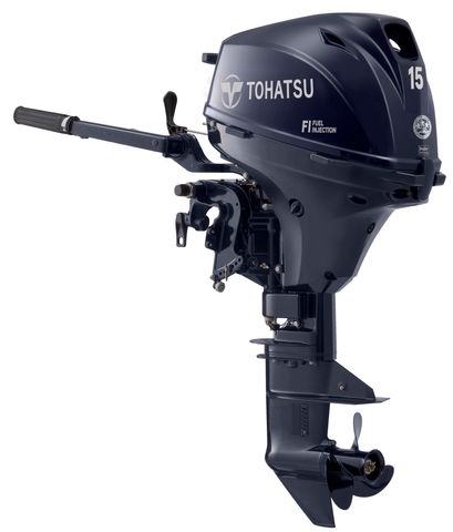 Buy Outboard Motor Tohatsu MFS15. All-new 15 HP 4-Stroke outboard with industry-leading innovative features from Crafts Cove Marine online store.