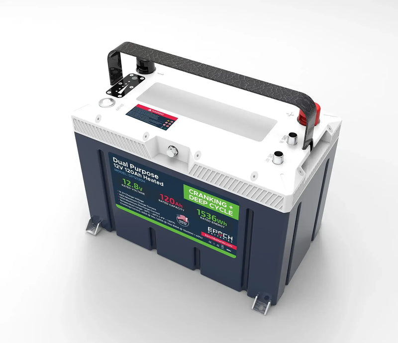 Epoch Batteries 12v 120ah - Cranking & Deep Cycle Lithium Battery in Canada and the United States.