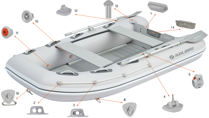 Parts of the Kolibri KM-3000DXL Inflatable Boat