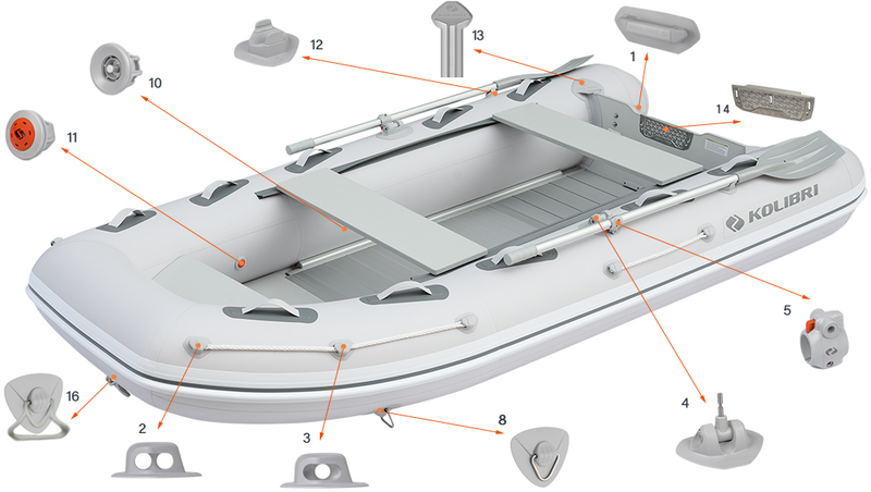 Parts of the Kolibri KM-330DXL Inflatable Boat