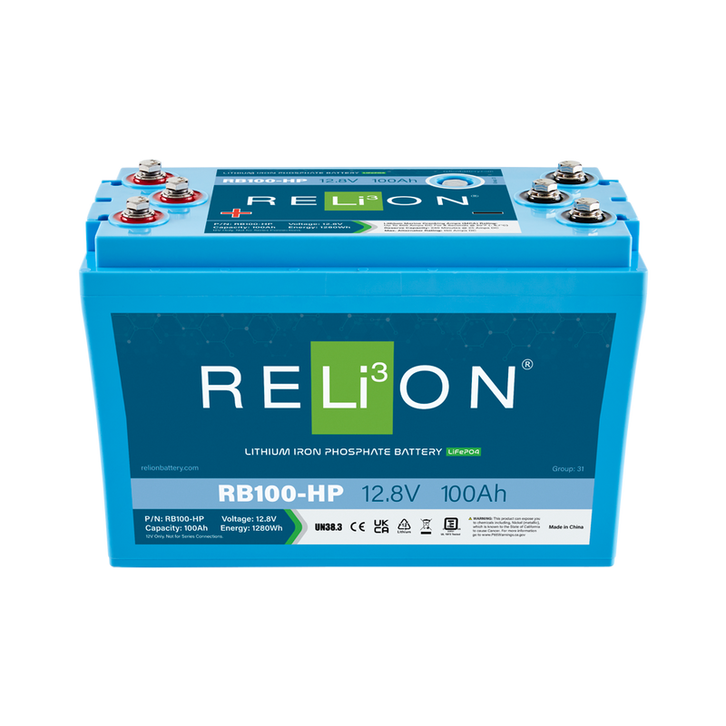 Find RELiON RB100-HP 12V 100Ah lithium starting battery at Crabzz. High performance and reliable with delivery across Ontario and Canada. Shop now!