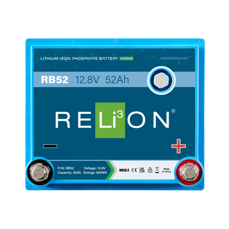 RELiON RB52 Deep Cycle Lithium Battery (Top view)