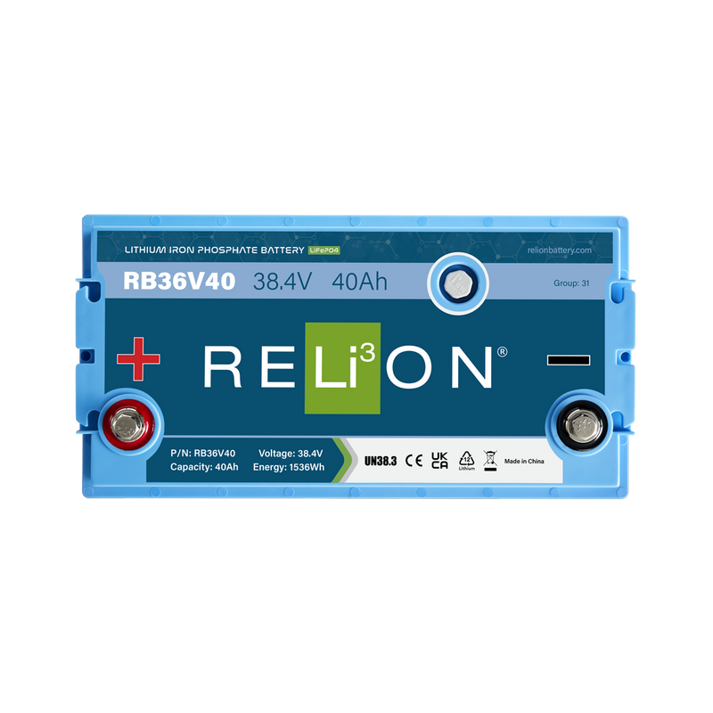 RELiON RB36V40 Lithium Deep Cycle Battery (Top view)