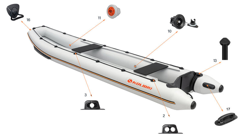 Parts of the Kolibri KM-460C Inflatable Canoe