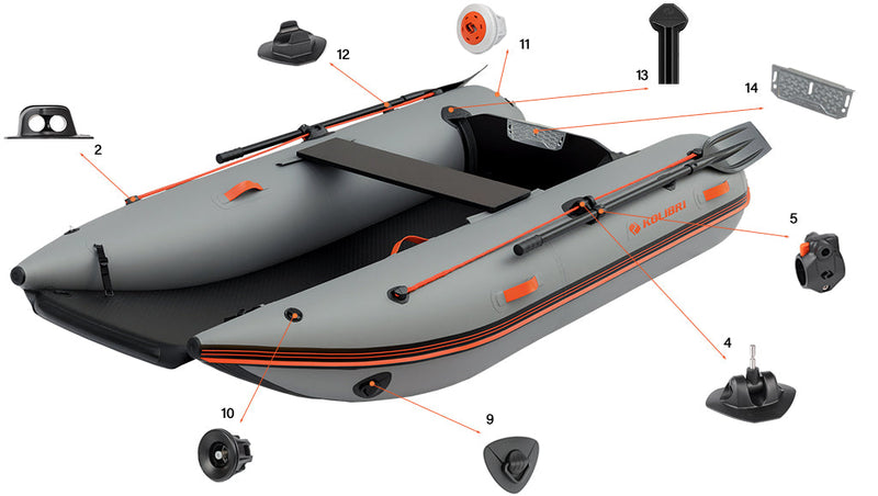 Parts of the Kolibri Catamaran KM-300CM Inflatable Boat