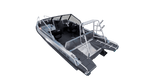 Angled rear view of the UMS 585DC fishing boat.